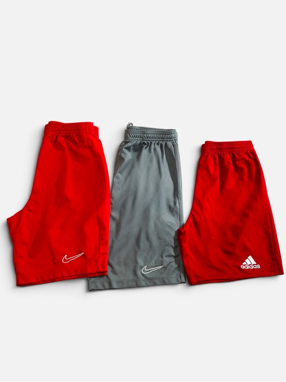 Nike Kids Red and Gray Athletic Shorts Trio | YXL